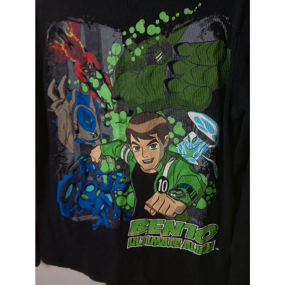 Cartoon Network 2010 Ben 10 Vintage Graphic Thermal T-Shirt‎ Kids Size 10/12